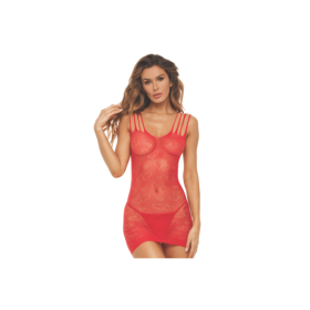 Robe résille fantaisie coeur rouge 